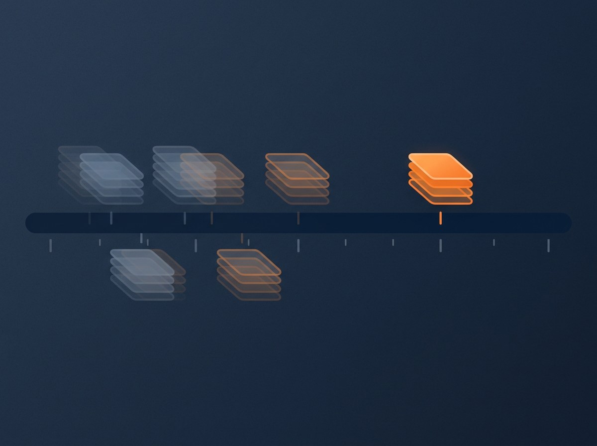 Versioned backup timeline showing scheduled snapshots for a small business backup cadence, a 3-2-1 backup rule rotation with encrypted cloud backup