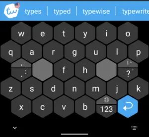Screenshot of Typewise's honeycomb layout