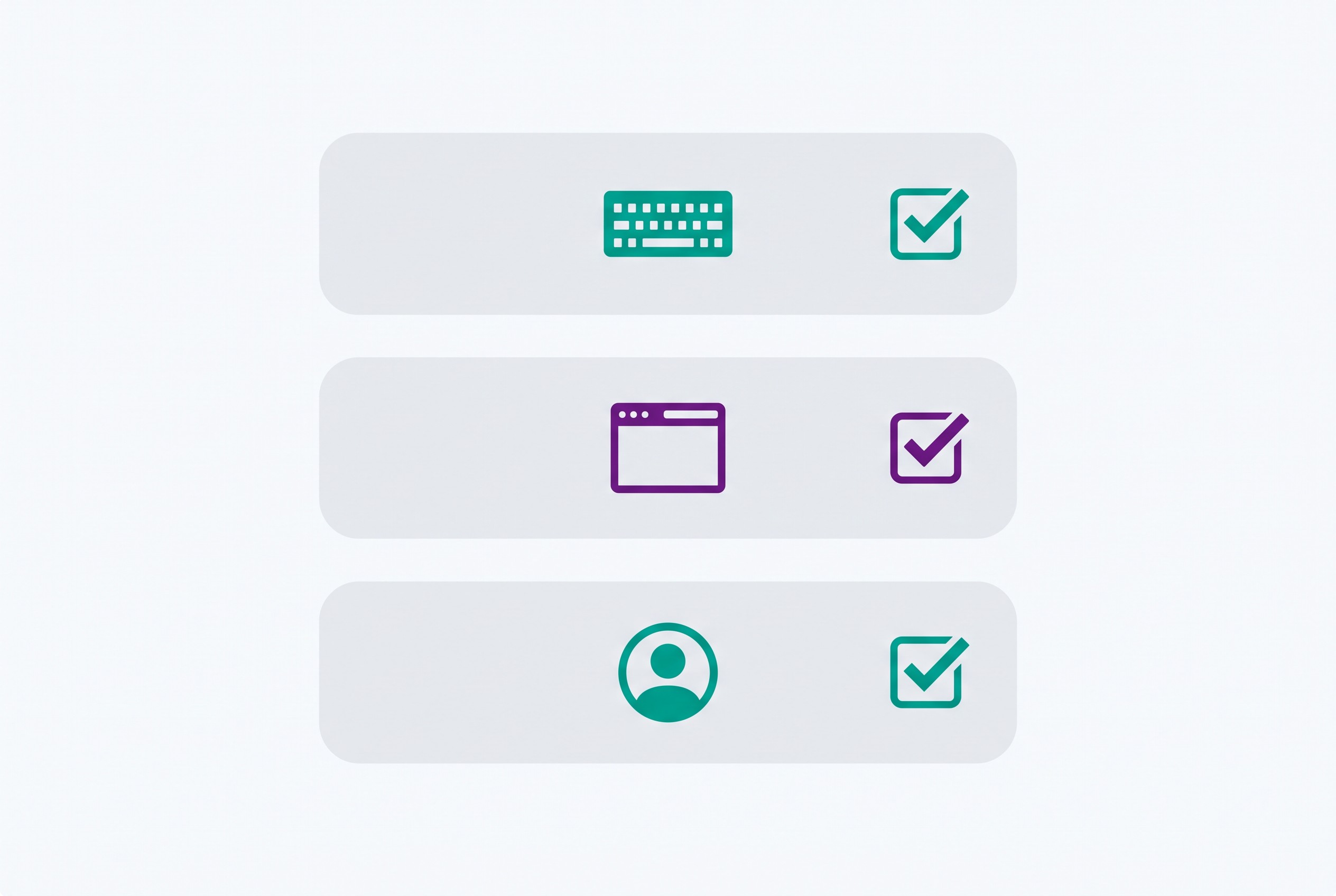 Simple diagram of three privacy layers labeled incognito mode keyboard, browser session, and user profile, each with a checkbox