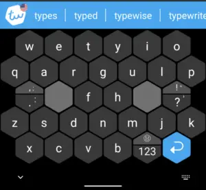 Screenshot of typewise's honeycomb layout
