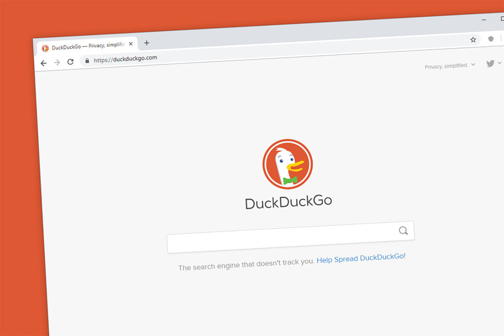 Duckduckgo website homepage.
