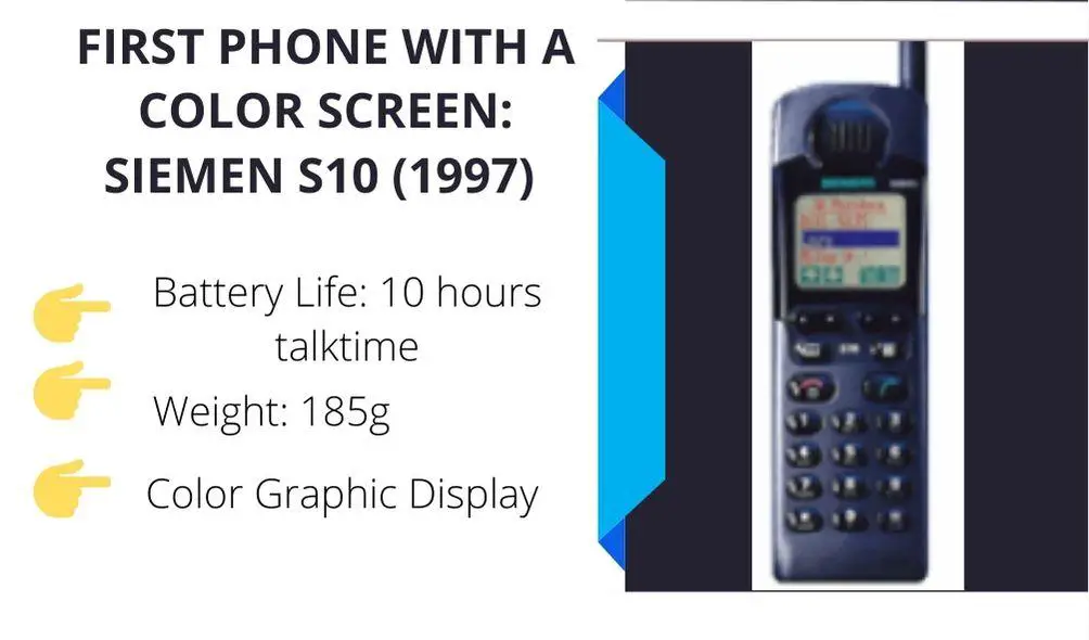 First phone with a color screen, the siemen s10.