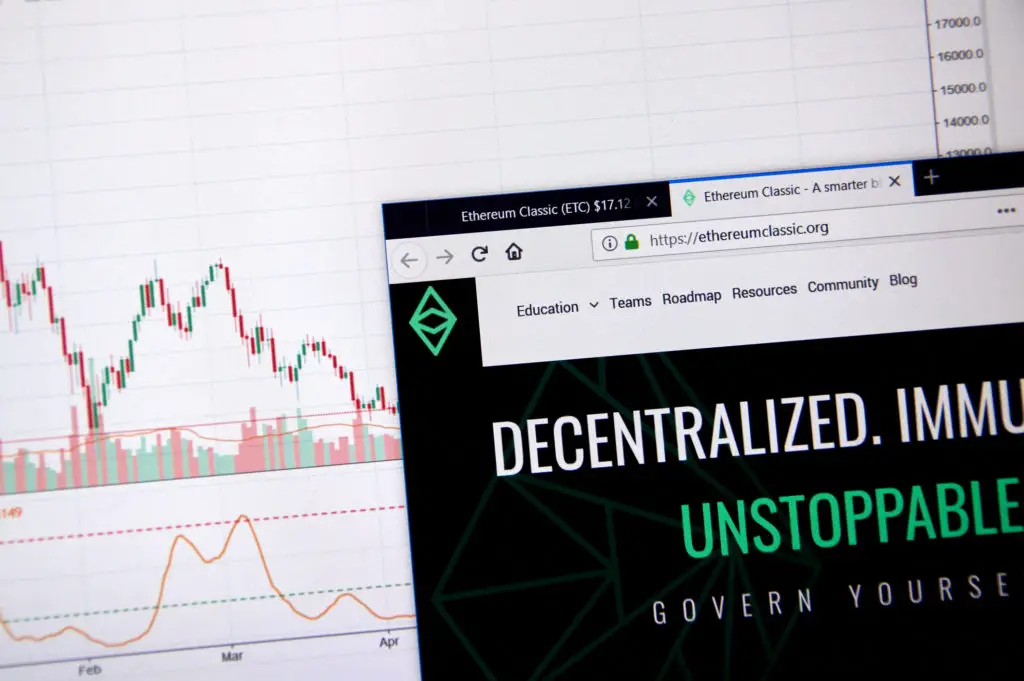 Ethereum classic homepage touting it's decentralization.