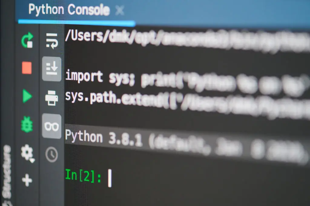 Python programming console on a computer screen.