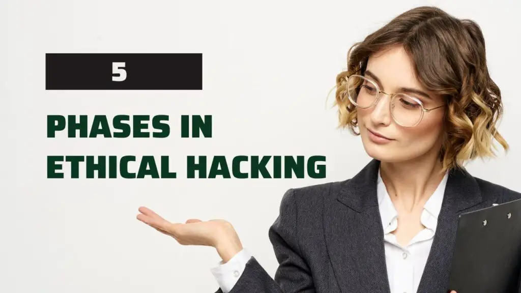 Woman lecturer introducing the five phases in ethical hacking